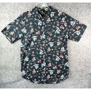 Ezekiel Short Sleeve Button Up Hawaiian Shirt Men’s L Floral Surfing Sailboats